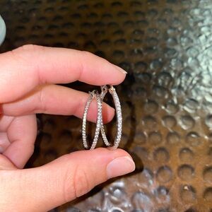 Cubic zirconium silver hoop earrings